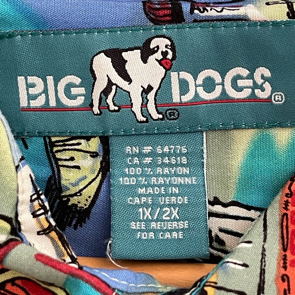 Big Dogs vintage Men Hawaiian camp shirt aloha luau tropical Jose Perro/Puptron - Picture 3 of 3